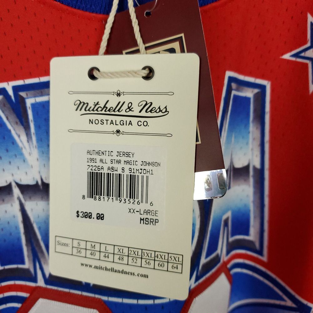 Magic Johnson Mitchell & Ness 2XL XXL Authentic NBA All-Star Jersey Red NWT - Picture 5 of 9